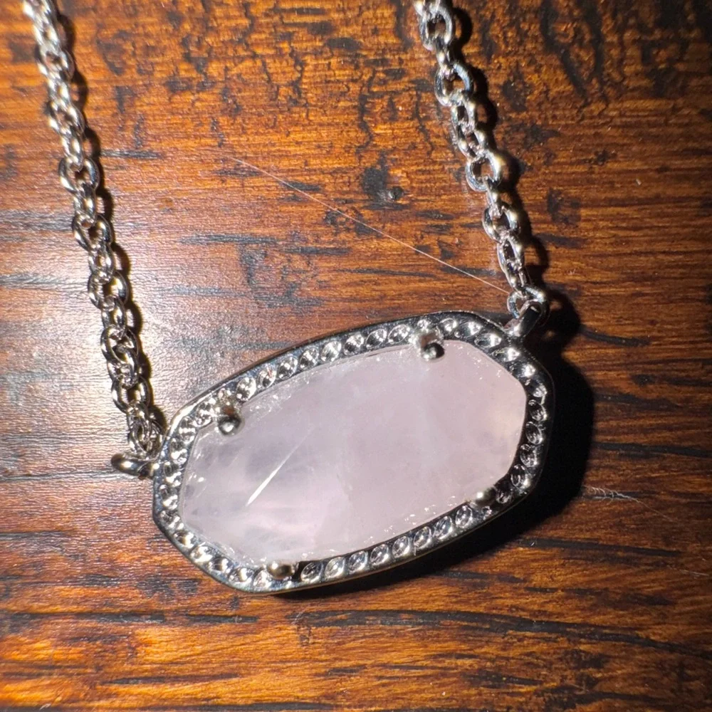 Kendra Scott Elegant Silver Ice Pink Stone Necklace - Picture 15 of 16